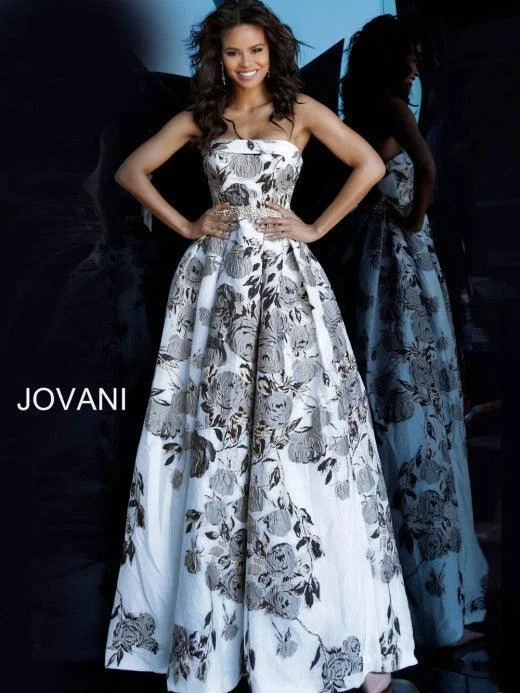 Solid - colored bodycon dress for a classic appearanceJovani 68468 Prom Long Strapless Floral Print Dress Solid - colored bodycon dress for a classic appearanceJovani 68468 Prom Long Strapless Floral Print Dress