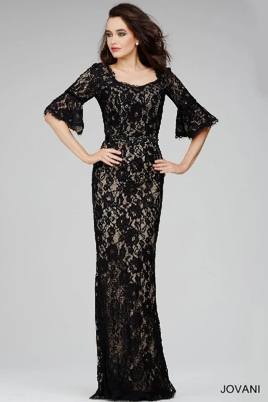 Jovani 28757 Long Lace Sheath Evening Dress