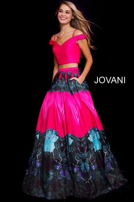 Jovani 60568 Two Piece Long Print Prom Ball Gown