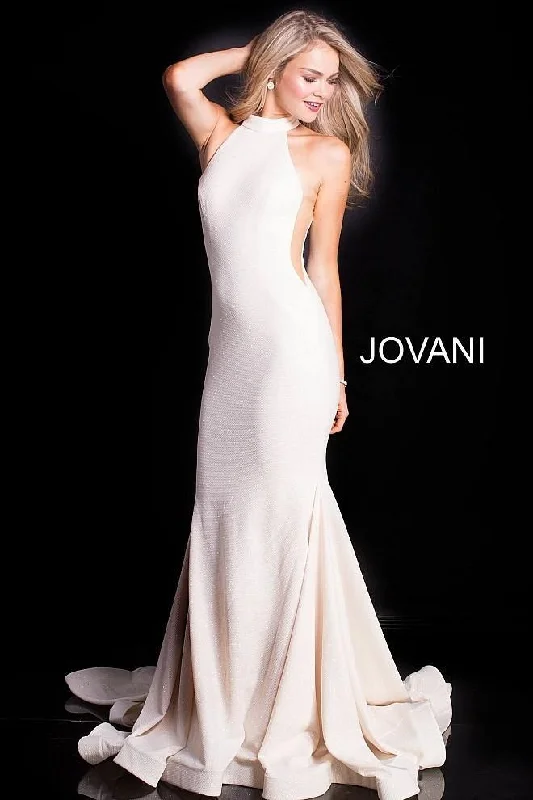 Sleeveless wedding guest dresses with ruffled hemsJovani 55185 Long Bridal Dress