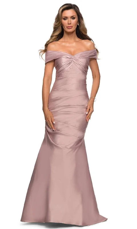 Wedding guest dresses with tassel - adorned belts and A - line skirtsLa Femme - 28047 Off Shoulder Pleated Trumpet Dress Wedding guest dresses with tassel - adorned belts and A - line skirtsLa Femme - 28047 Off Shoulder Pleated Trumpet Dress