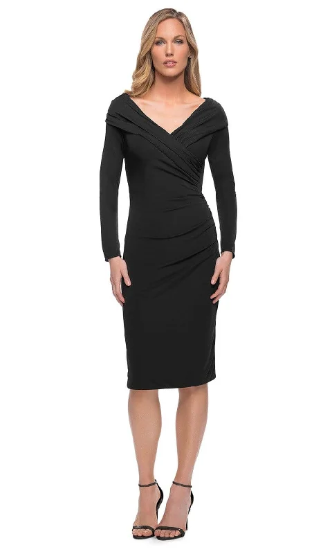 La Femme - 29746 Fitted Bod Sheath Midi Dress