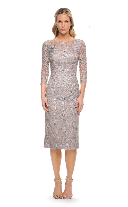 Mini cocktail dresses with a denim fabric for a casual - chic lookLa Femme 30036 Dress Mini cocktail dresses with a denim fabric for a casual - chic lookLa Femme 30036 Dress