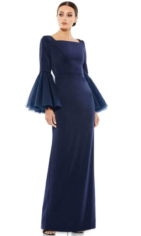 Animal - print wedding guest dresses in subtle colors for a bold statementMac Duggal 11233 - Bell Sleeve Sheath Evening Dress Animal - print wedding guest dresses in subtle colors for a bold statementMac Duggal 11233 - Bell Sleeve Sheath Evening Dress