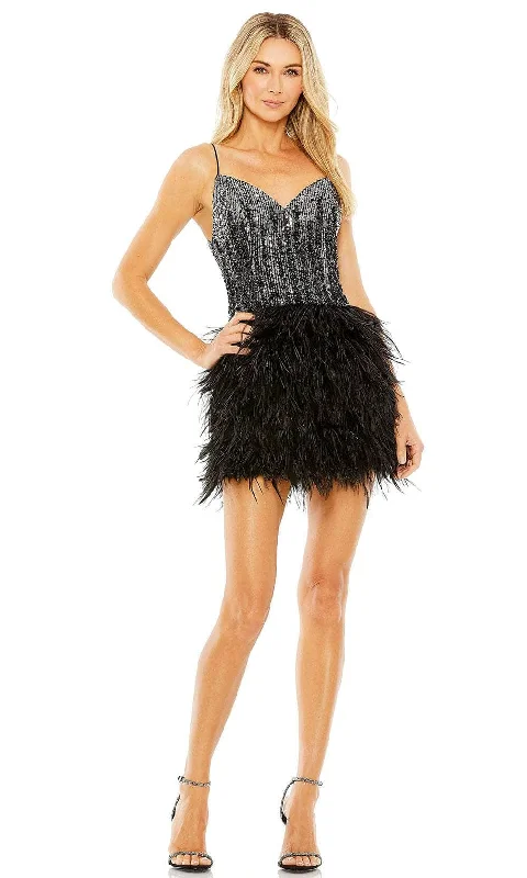 Cocktail dresses with a one - piece design and a statement bowMac Duggal 11428 - Sequined Bodice Feathered A-line Dress Cocktail dresses with a one - piece design and a statement bowMac Duggal 11428 - Sequined Bodice Feathered A-line Dress