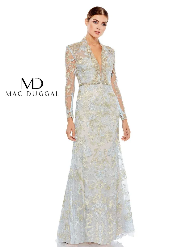 Printed wedding guest dresses with tropical motifs for beach weddingsMac Duggal 11165 Long Sleeve Formal Evening Gown Printed wedding guest dresses with tropical motifs for beach weddingsMac Duggal 11165 Long Sleeve Formal Evening Gown