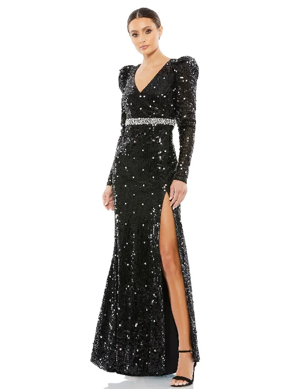 Metallic wedding guest dresses for a glamorous weddingMac Duggal 10736 Long Sleeve Formal Evening Gown Metallic wedding guest dresses for a glamorous weddingMac Duggal 10736 Long Sleeve Formal Evening Gown
