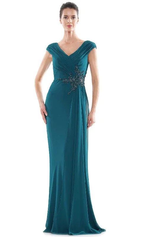 Long - sleeved wedding guest dresses in velvet for a winter weddingMarsoni by Colors - MV1080 Cap Sleeve Foliage Beaded Sheath Gown Long - sleeved wedding guest dresses in velvet for a winter weddingMarsoni by Colors - MV1080 Cap Sleeve Foliage Beaded Sheath Gown