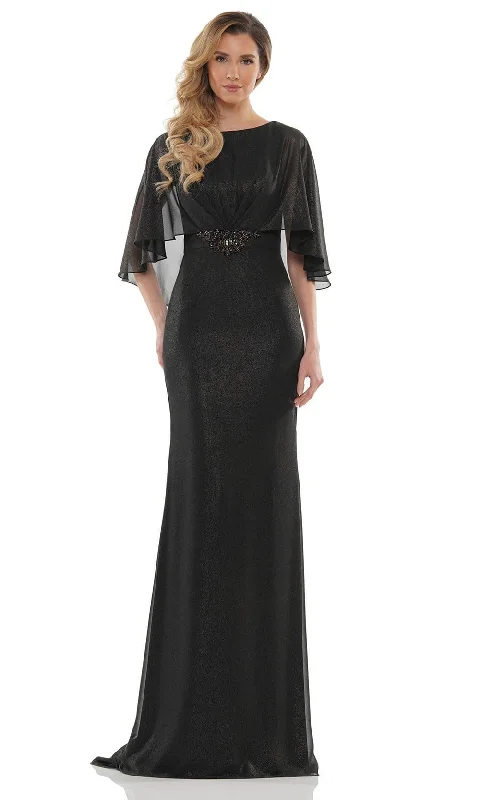 Wedding guest dresses with mesh panels and empire waistsMarsoni by Colors - MV1130 Glittered Fabric Poncho Sheath Gown Wedding guest dresses with mesh panels and empire waistsMarsoni by Colors - MV1130 Glittered Fabric Poncho Sheath Gown