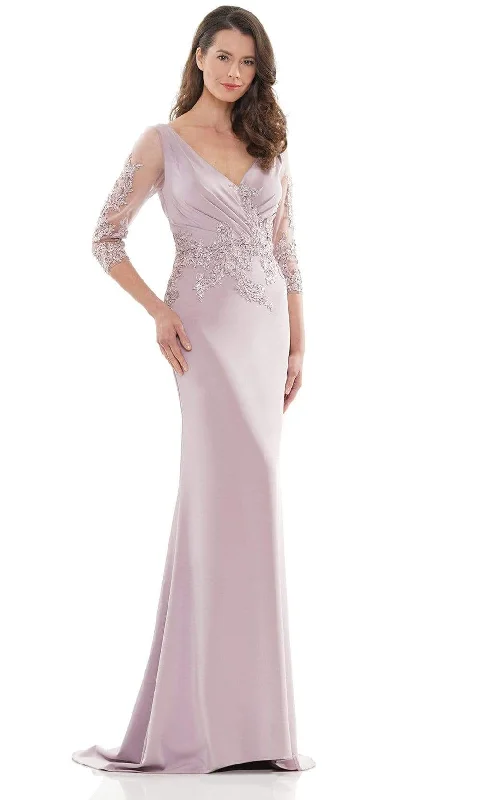 Wrap - style wedding guest dresses with bow accentsMarsoni by Colors - MV1145 Embroidery Detailed Polished Gown Wrap - style wedding guest dresses with bow accentsMarsoni by Colors - MV1145 Embroidery Detailed Polished Gown