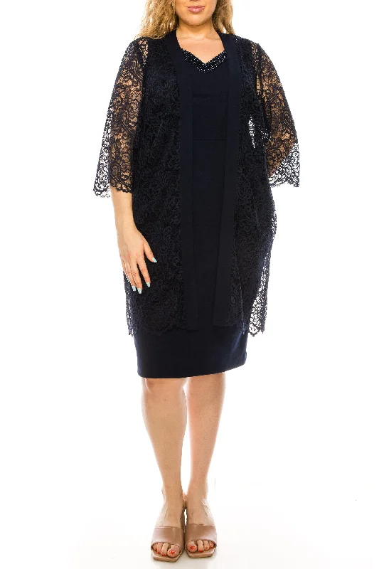 Maya Brooke Short Long Sleeve Jacket Lace Dress 29258