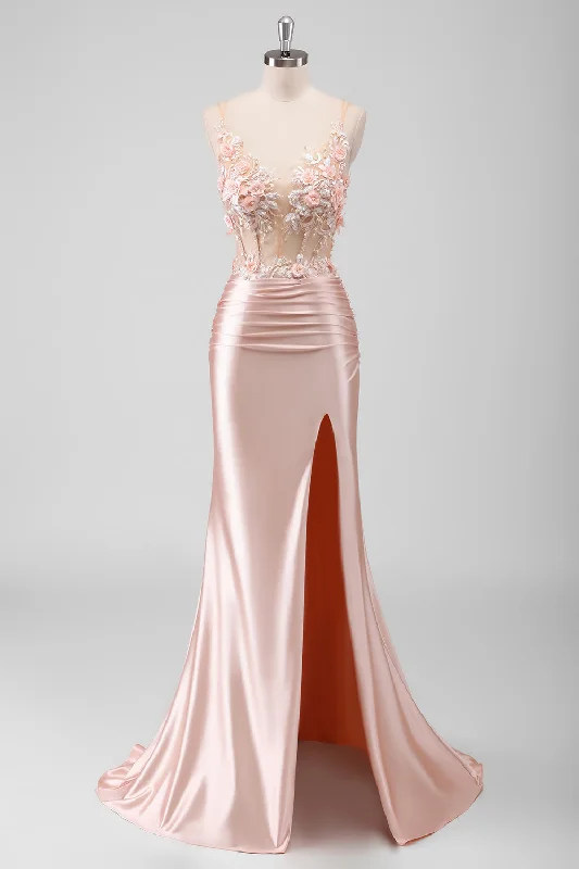 Cocktail dresses with a wrap - around style and a belted waistMermaid Peach Floral Corset Long Prom Dress with Slit Cocktail dresses with a wrap - around style and a belted waistMermaid Peach Floral Corset Long Prom Dress with Slit