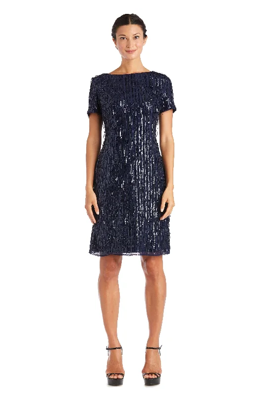 Cocktail dresses with a metallic - embroidered pattern and a midi - hemR&M Richards 7071P Short Sequins Petite Dress Cocktail dresses with a metallic - embroidered pattern and a midi - hemR&M Richards 7071P Short Sequins Petite Dress