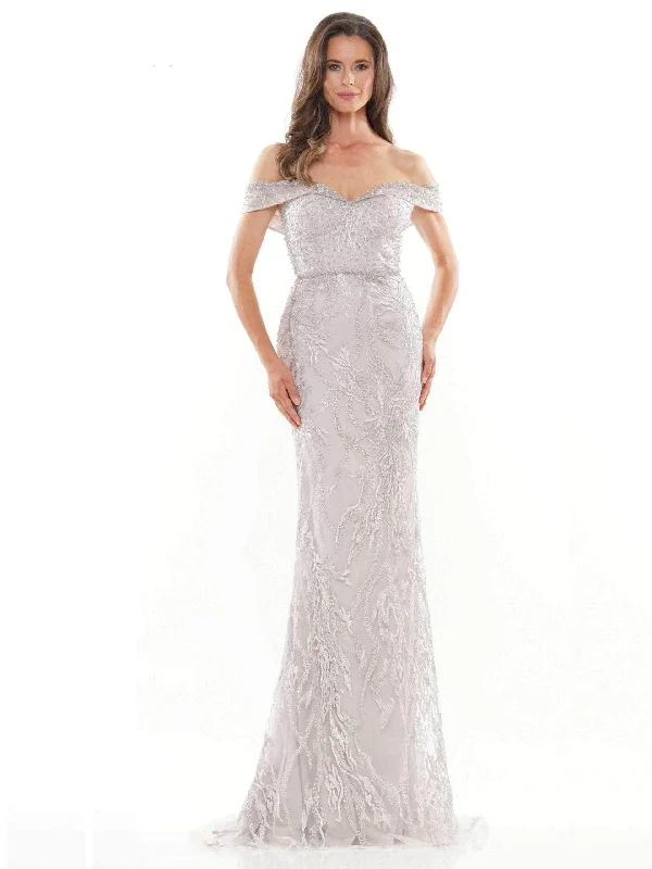 Velvet - trimmed wedding guest dresses in burgundy for a formal eventRina Di Montella - RD2713 Embroidered Off Shoulder Trumpet Gown Velvet - trimmed wedding guest dresses in burgundy for a formal eventRina Di Montella - RD2713 Embroidered Off Shoulder Trumpet Gown