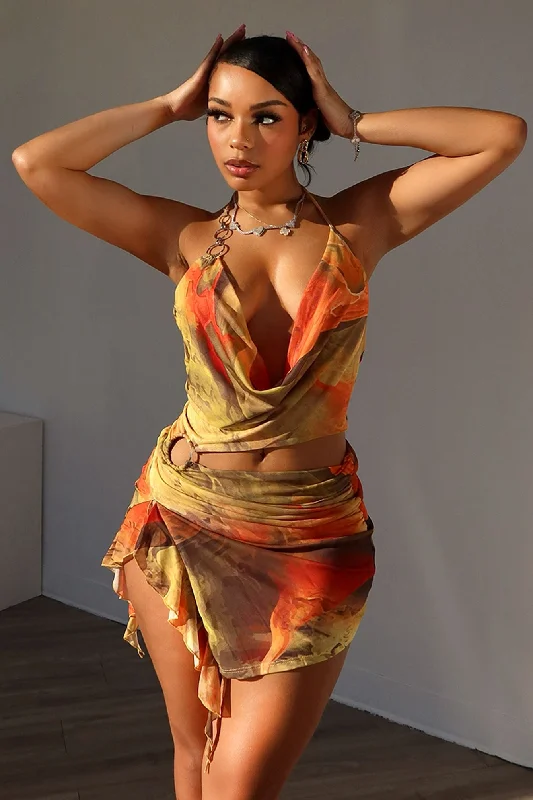 Cocktail dresses with a floral print and a peplum waistSensation Mesh Print Dress