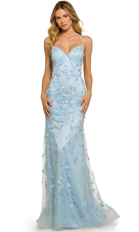 Sherri Hill 55531 - Thin Strapped Floral Patterned Long Gown