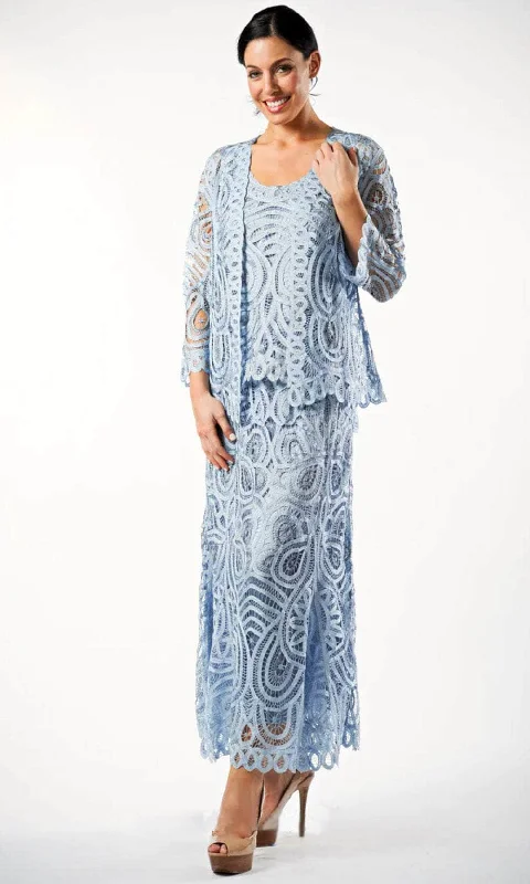 Wedding guest dresses with gathered skirts and V - necklinesSoulmates D7051 - Three Piece Paisley Jacket Tank And Skirt Set