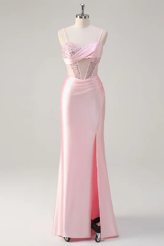 Mini cocktail dresses with a cold - shoulder ruffled sleeveSparkly Mermaid Pink Long Sequin Prom Dress with Slit Mini cocktail dresses with a cold - shoulder ruffled sleeveSparkly Mermaid Pink Long Sequin Prom Dress with Slit