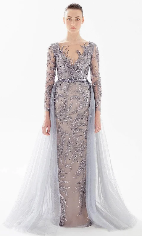 A - line cocktail wedding guest dresses in pastel colorsTarik Ediz 98294 - Embellished Overlay Evening Dress A - line cocktail wedding guest dresses in pastel colorsTarik Ediz 98294 - Embellished Overlay Evening Dress