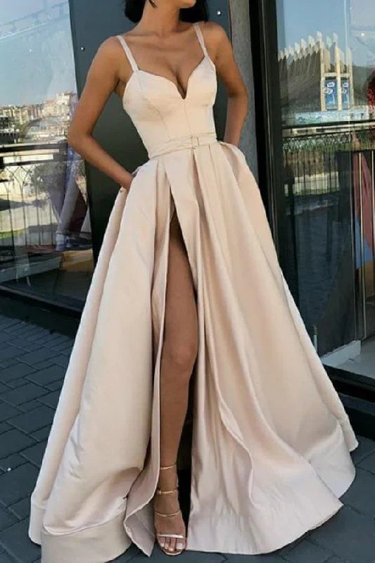 Tulle party dresses with a fairy - tale charm for formal occasionsA-Line Spaghetti Straps Sweep Train Split Simple Prom Dress PG724 Tulle party dresses with a fairy - tale charm for formal occasionsA-Line Spaghetti Straps Sweep Train Split Simple Prom Dress PG724