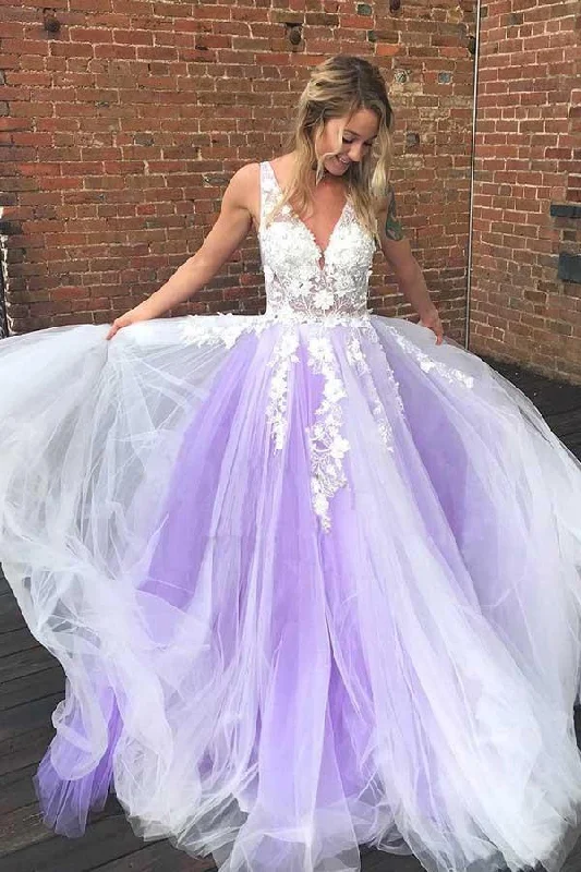 Party dresses with a V - neck design to enhance the necklineA-line V Neck Pink Tulle Prom Dresses Evening Dresses With Lace Applique PG728 Party dresses with a V - neck design to enhance the necklineA-line V Neck Pink Tulle Prom Dresses Evening Dresses With Lace Applique PG728