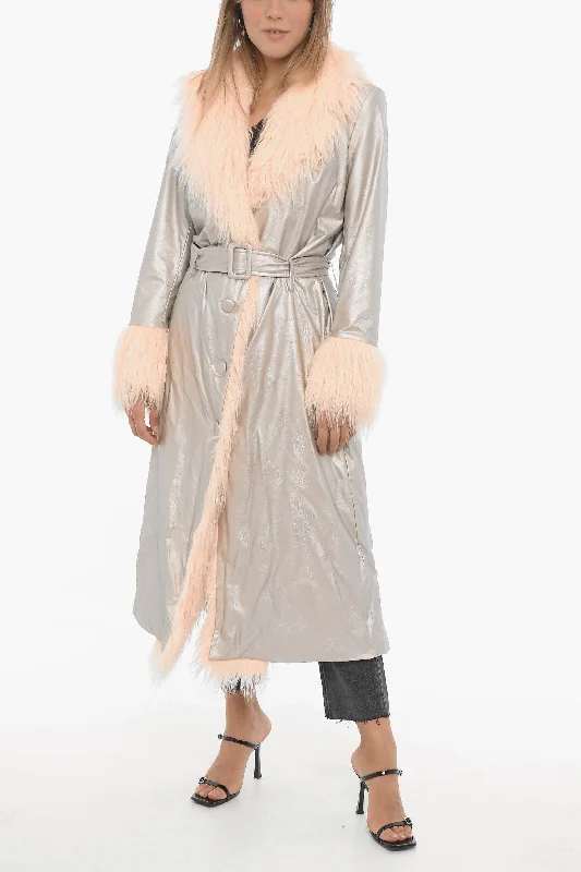 Water - resistant women's trench coats with adjustable cuffs for rainy daysAdriana Hot Couture Metallic Faux Leather Double Breasted Coat S Standard Size Water - resistant women's trench coats with adjustable cuffs for rainy daysAdriana Hot Couture Metallic Faux Leather Double Breasted Coat S Standard Size