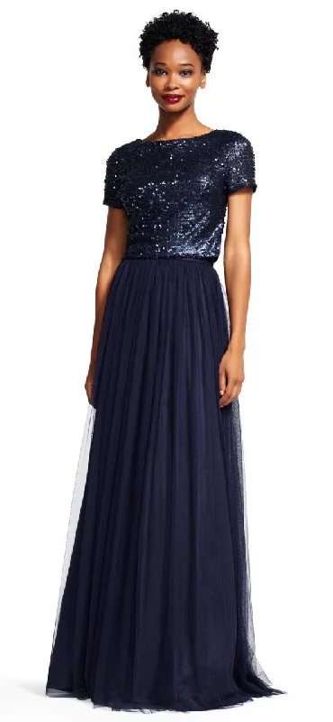 Formal dresses with high - low hems and floral embroidery for a unique prom styleAdrianna Papell - Sequined Long Dress AP1E200722 Formal dresses with high - low hems and floral embroidery for a unique prom styleAdrianna Papell - Sequined Long Dress AP1E200722