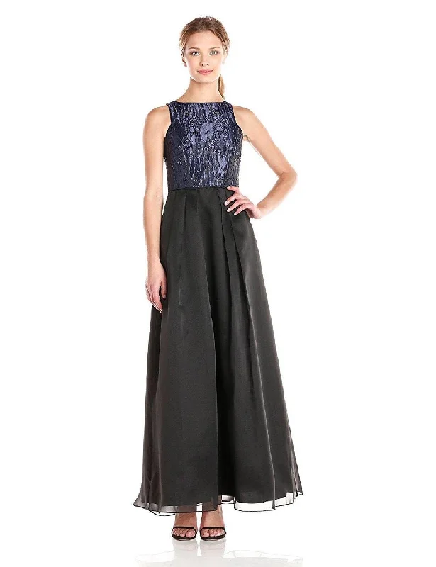 Long - sleeved formal dresses in velvet for a winter formal eventAidan Mattox - Bateau Neck Organza A-line Dress 151A10900 Long - sleeved formal dresses in velvet for a winter formal eventAidan Mattox - Bateau Neck Organza A-line Dress 151A10900