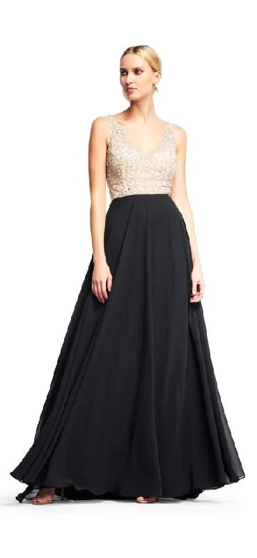 Aidan Mattox - MD1E200982 Beaded V-neck Chiffon A-line Dress