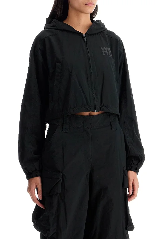 Embroidered women's cotton coats in a bohemian pattern for a unique designAlexander Wang Cropped Hooded Jacket With Embroidered women's cotton coats in a bohemian pattern for a unique designAlexander Wang Cropped Hooded Jacket With