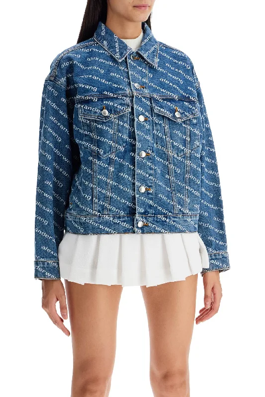 Shearling - lined women's leather coats for ultimate warmth and luxuryAlexander Wang Denim Logoed Jacket Shearling - lined women's leather coats for ultimate warmth and luxuryAlexander Wang Denim Logoed Jacket
