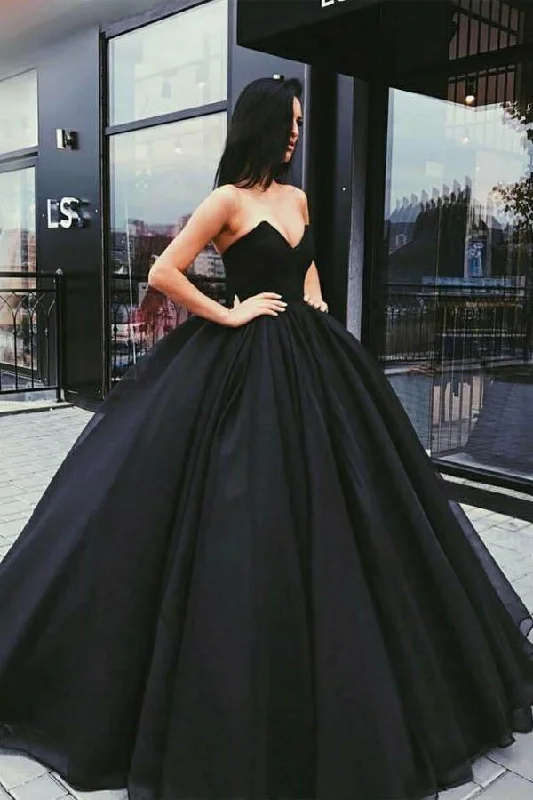 Backless party dresses for a sexy and alluring appearanceBall Gown Sweetheart Strapless Black Long Prom Dress PG736 Backless party dresses for a sexy and alluring appearanceBall Gown Sweetheart Strapless Black Long Prom Dress PG736