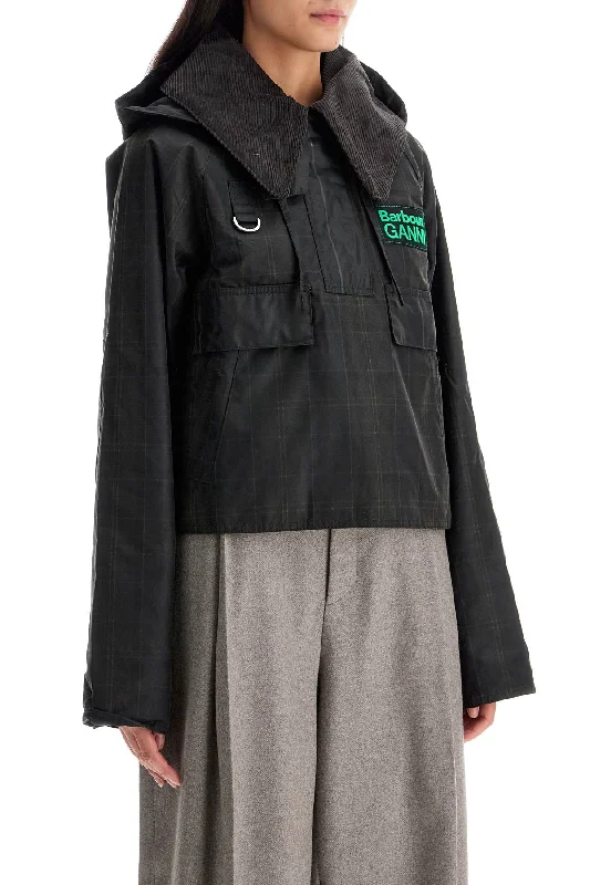 Women's knee - length wool blend coats with a fur collar for added warmthBarbour X Ganni Checked Cotton Anorak With Plaid Women's knee - length wool blend coats with a fur collar for added warmthBarbour X Ganni Checked Cotton Anorak With Plaid