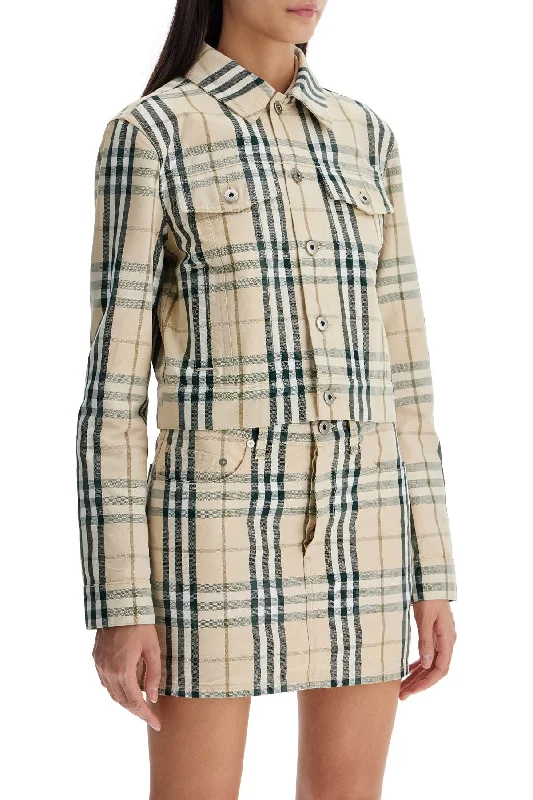 Women's reversible down coats with two - tone designs for versatile stylingBurberry Cropped Checkered Jacket For Women's reversible down coats with two - tone designs for versatile stylingBurberry Cropped Checkered Jacket For