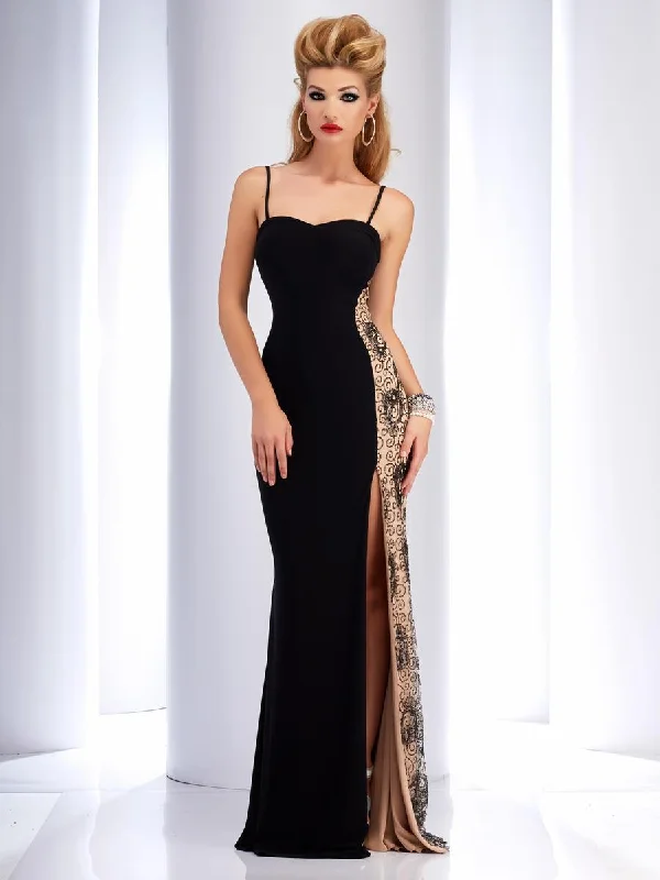 Prom dresses with ruched bodices and organza sleeves for a romantic lookClarisse - 2817 Sequined Contrast Panel Gown Prom dresses with ruched bodices and organza sleeves for a romantic lookClarisse - 2817 Sequined Contrast Panel Gown