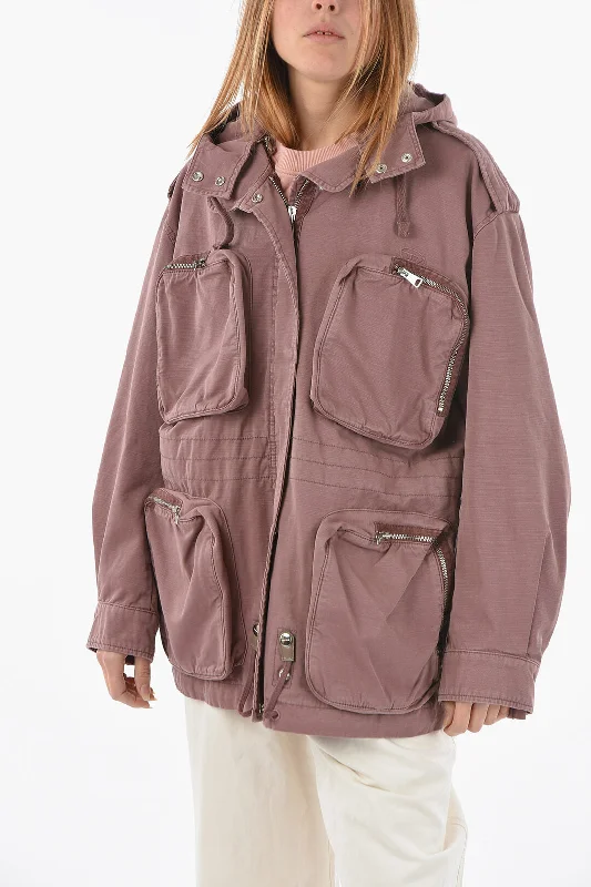 Women's cropped leather coats with silver studs for an edgy lookDiesel Removable Hood G-ROSA Utility Jacket Women's cropped leather coats with silver studs for an edgy lookDiesel Removable Hood G-ROSA Utility Jacket