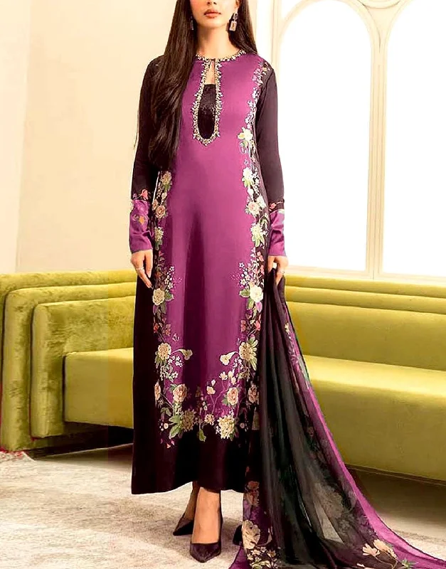 Digital Print Silk Party Wear Suit 2024 with Silk Dupatta (DZ17649)