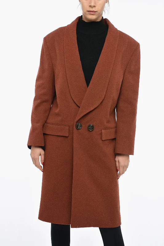 Women's waterproof parka coats with multiple pockets for practicalityDsquared2 Double Breasted DROP SHOULDER Coat with Half-belt Women's waterproof parka coats with multiple pockets for practicalityDsquared2 Double Breasted DROP SHOULDER Coat with Half-belt