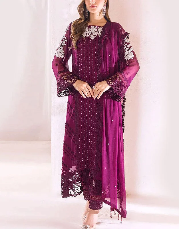 Trendy Embroidered Chiffon Party Wear Dress 2024 with Inner (DZ17562)