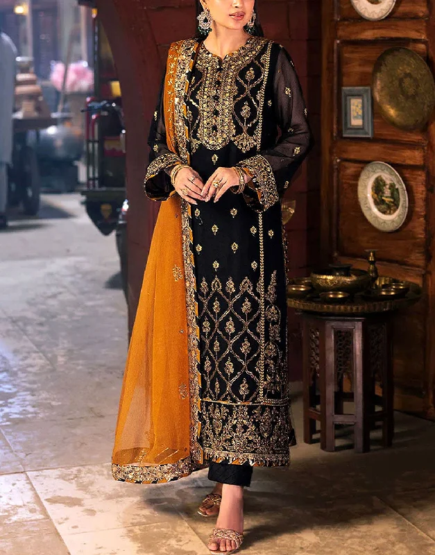 Party dresses with a V - neck design to enhance the necklineLuxury Heavy Embroidered Black Chiffon Wedding Wear Dress 2024 (DZ17548) Party dresses with a V - neck design to enhance the necklineLuxury Heavy Embroidered Black Chiffon Wedding Wear Dress 2024 (DZ17548)