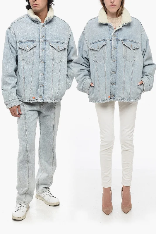 Oversized women's wool coats in a monochromatic look for a trendy outfitErl LEVIS Denim UNISEX Jacket with faux Fur Oversized women's wool coats in a monochromatic look for a trendy outfitErl LEVIS Denim UNISEX Jacket with faux Fur