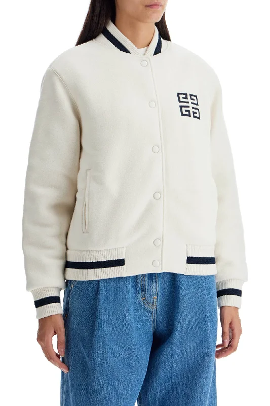 Embroidered women's cotton coats in a bohemian pattern for a unique designGivenchy 4G Wool Bomber Jacket