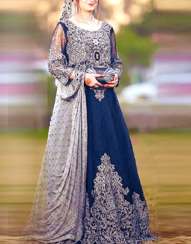 80s - inspired party dresses with bold colors and big shouldersHandwork Heavy Embroidered Navy Blue Chiffon Maxi Dress (DZ14839) 80s - inspired party dresses with bold colors and big shouldersHandwork Heavy Embroidered Navy Blue Chiffon Maxi Dress (DZ14839)