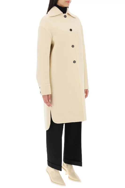 Women's longline double - breasted camel coats for a sophisticated lookJil Sander Deconstructed Coat In Virgin Wool Women's longline double - breasted camel coats for a sophisticated lookJil Sander Deconstructed Coat In Virgin Wool
