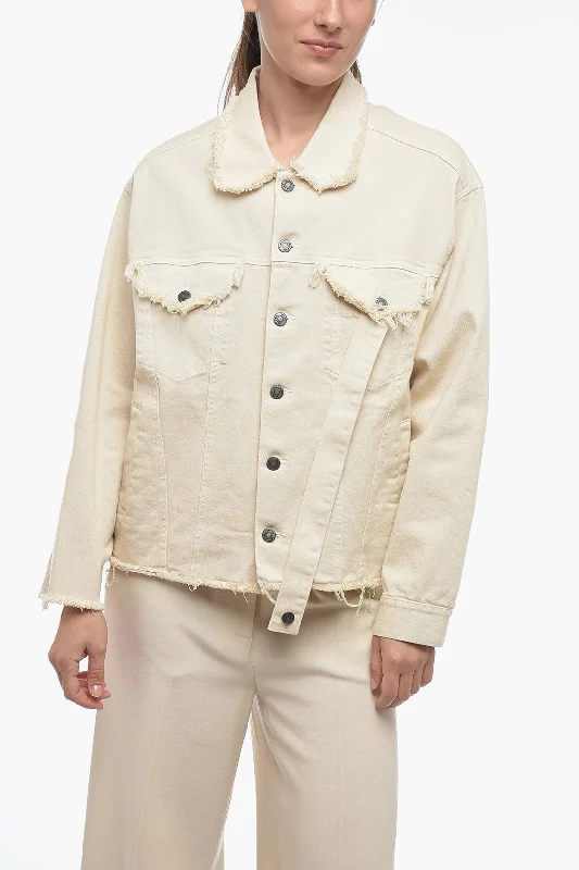 Oversized women's wool coats in a monochromatic look for a trendy outfitJulfer Dropped Shoulder Denim Jacket with Fringed Detail Oversized women's wool coats in a monochromatic look for a trendy outfitJulfer Dropped Shoulder Denim Jacket with Fringed Detail