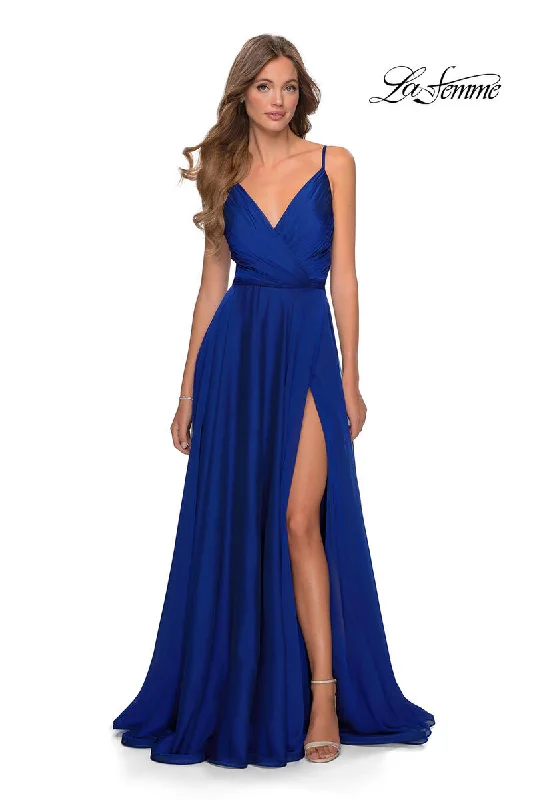 Party dresses with a pom - pom trim for a fun and festive touchLa Femme Dress 28611 Party dresses with a pom - pom trim for a fun and festive touchLa Femme Dress 28611