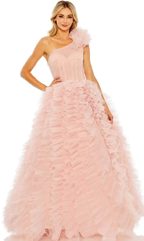 Formal dresses with empire waists and organza overlays for a feminine lookMac Duggal 20576 - Glitter Tulle Asymmetric A-line Dress
