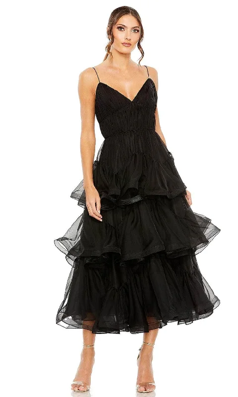Prom dresses with illusion necklines and crystal embellishments for a formal affairMac Duggal 68411 - Tiered Chiffon A-line Dress Prom dresses with illusion necklines and crystal embellishments for a formal affairMac Duggal 68411 - Tiered Chiffon A-line Dress