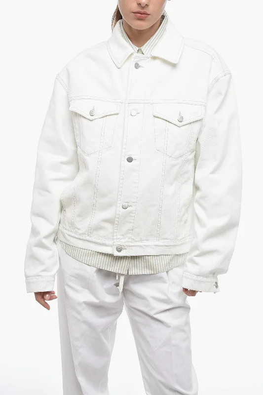 Mid - length women's down coats in a slim fit for a modern and sleek appearanceMaison Margiela MM1 Denim Jacket with Utility Breast-pockets Mid - length women's down coats in a slim fit for a modern and sleek appearanceMaison Margiela MM1 Denim Jacket with Utility Breast-pockets