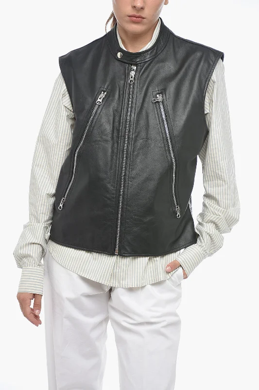 Oversized women's wool coats in a monochromatic look for a trendy outfitMaison Margiela MM6 Quilted Leather Biker Waistcoat Oversized women's wool coats in a monochromatic look for a trendy outfitMaison Margiela MM6 Quilted Leather Biker Waistcoat